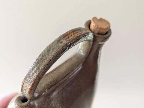 Vintage Ceramic Jug in Green and Brown Glaze