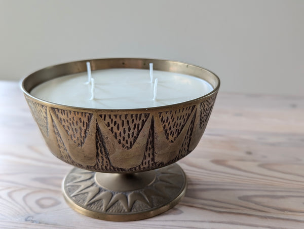 Vintage Brass MCM Pedestal Candle #237