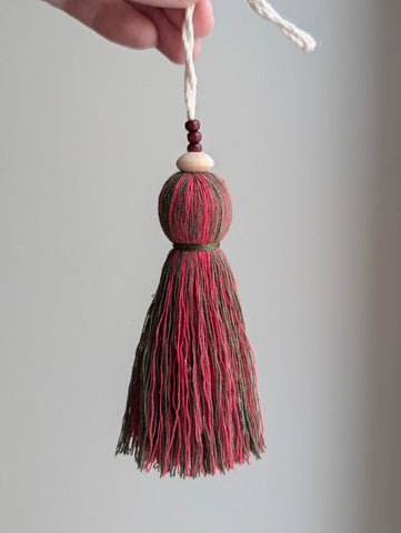 Natural Cotton Christmas Tassel With Wooden Beads #134