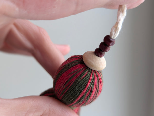 Natural Cotton Christmas Tassel With Wooden Beads #134