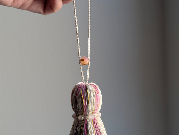 ND Cotton Tassel with Jasper Beads in Pink and Yellow