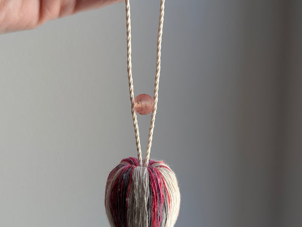 ND Cotton Tassel with Jasper Beads in Bright Pink and Grey