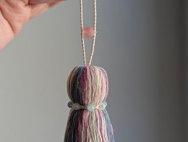 ND Cotton Tassel with Jasper Beads in Pink and Blue