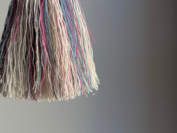 ND Cotton Tassel with Jasper Beads in Pink and Blue