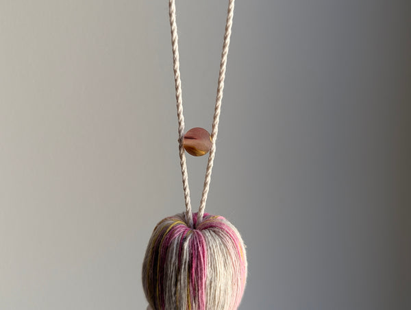 ND Cotton Tassel with Jasper Beads in Pink and Yellow