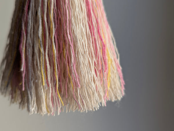 ND Cotton Tassel with Jasper Beads in Pink and Yellow