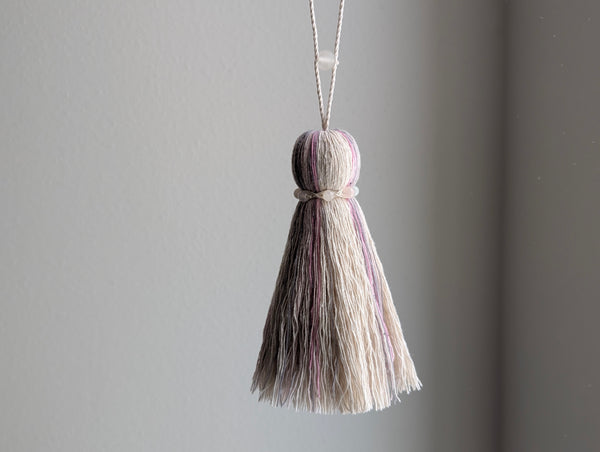 ND Cotton Tassel with Jasper Beads in Pale Pink and Grey