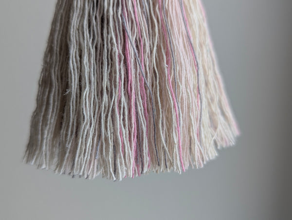 ND Cotton Tassel with Jasper Beads in Pale Pink and Grey