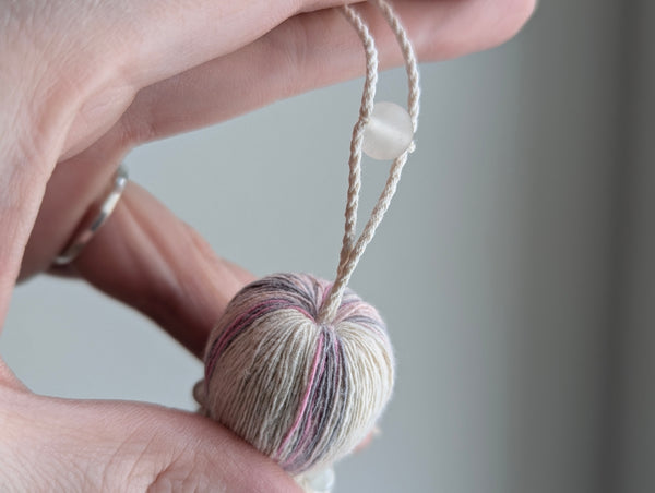 ND Cotton Tassel with Jasper Beads in Pale Pink and Grey