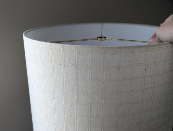 Handmade Lamp Shade in Windowpane Ecru Fabric