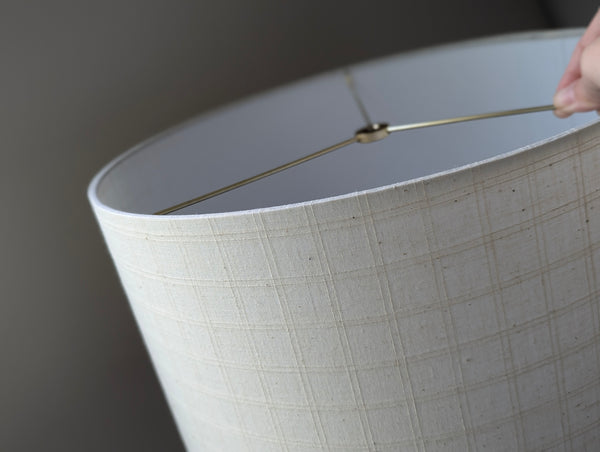 Handmade Lamp Shade in Windowpane Ecru Fabric