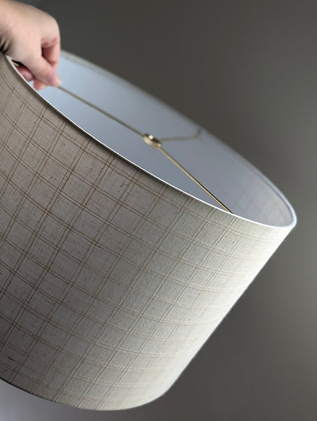 Handmade Lamp Shade in Windowpane Ecru Fabric