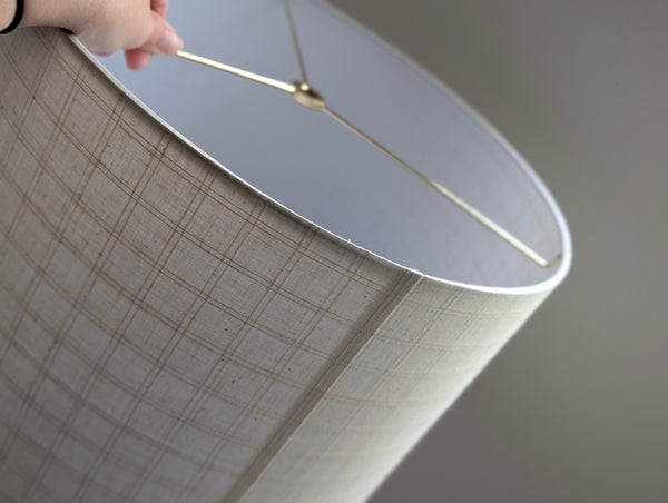 Handmade Lamp Shade in Windowpane Ecru Fabric