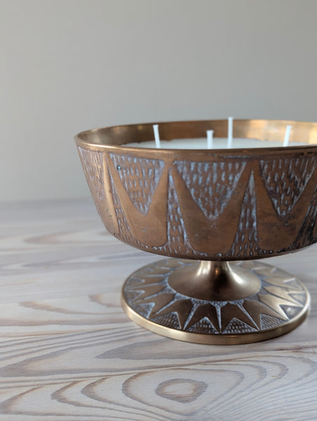 Vintage Brass MCM Pedestal Candle
