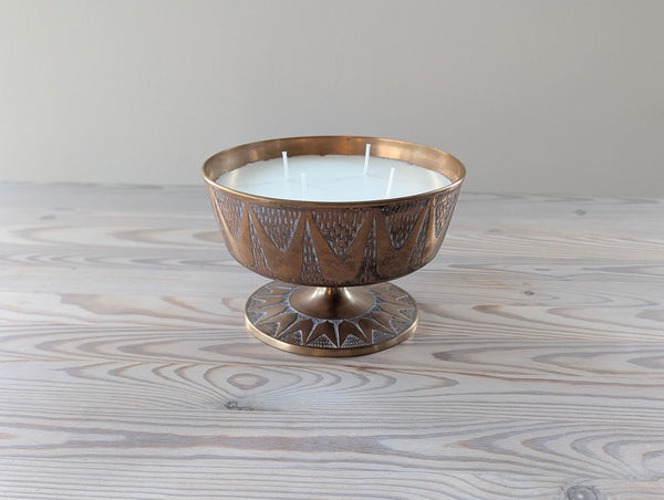 Vintage Brass MCM Pedestal Candle