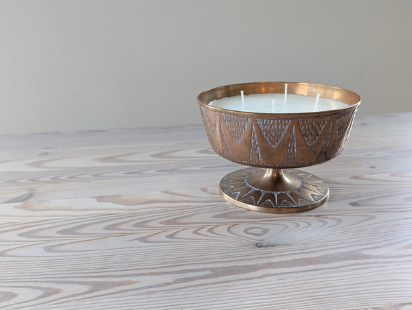 Vintage Brass MCM Pedestal Candle