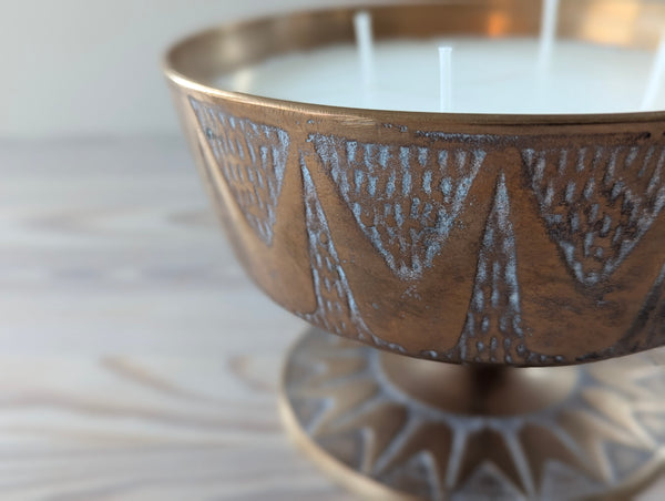 Vintage Brass MCM Pedestal Candle