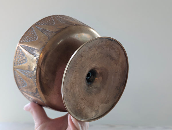 Vintage Brass MCM Pedestal Candle