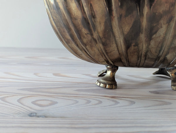 Vintage Brass Claw Footed Candle
