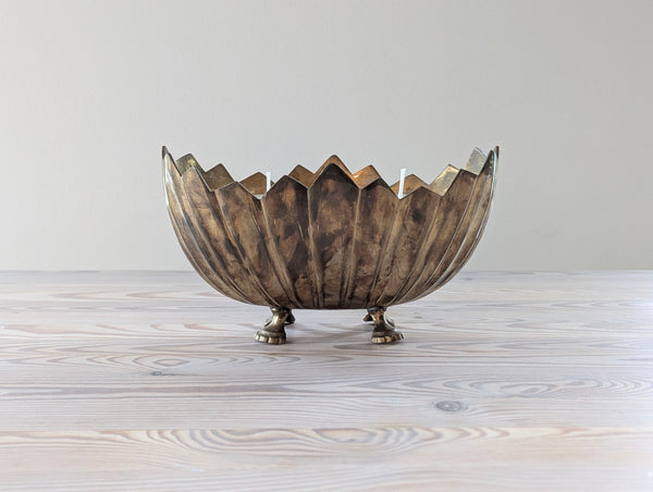 Vintage Brass Claw Footed Candle