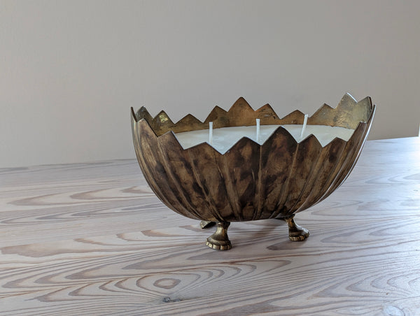 Vintage Brass Claw Footed Candle