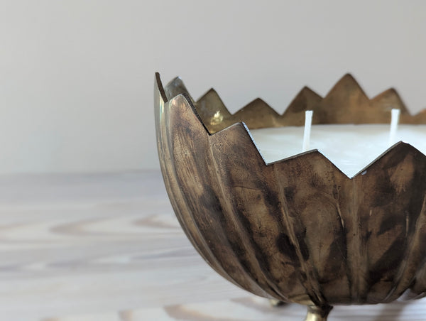 Vintage Brass Claw Footed Candle