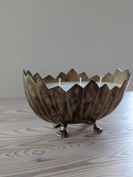 Vintage Brass Claw Footed Candle