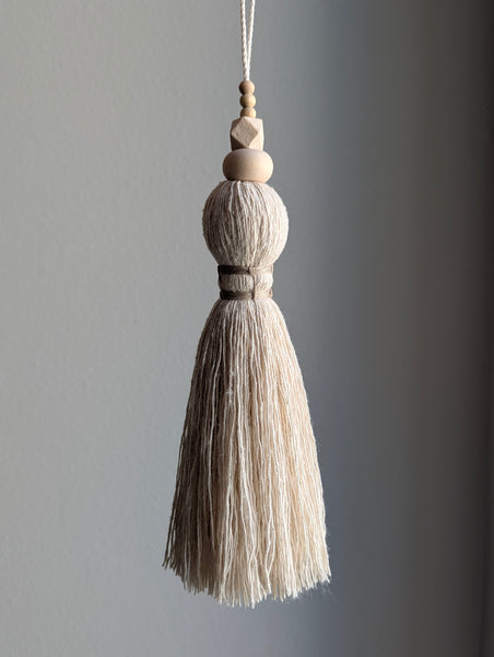 Natural Cotton Tassel with Wooden Beads #144