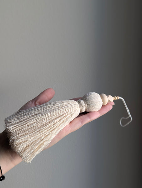 Natural Cotton Tassel with Wooden Beads #144