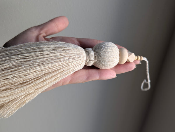 Natural Cotton Tassel with Wooden Beads #144
