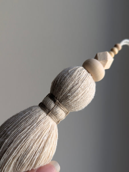 Natural Cotton Tassel with Wooden Beads #144
