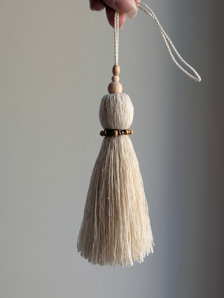 Natural Cotton Tassels with Beads #112