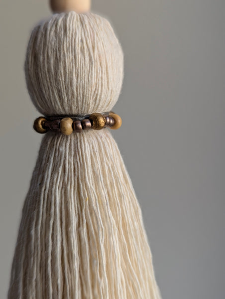 Natural Cotton Tassels with Beads #112