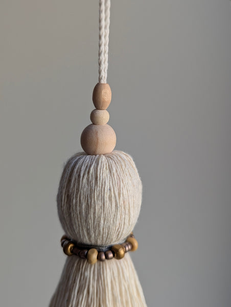 Natural Cotton Tassels with Beads #112
