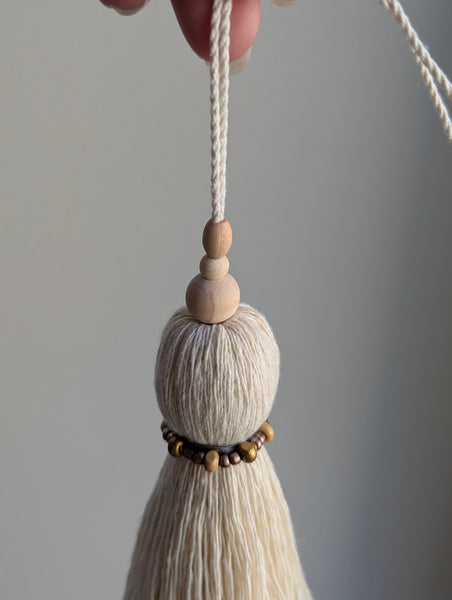 Natural Cotton Tassels with Beads #112