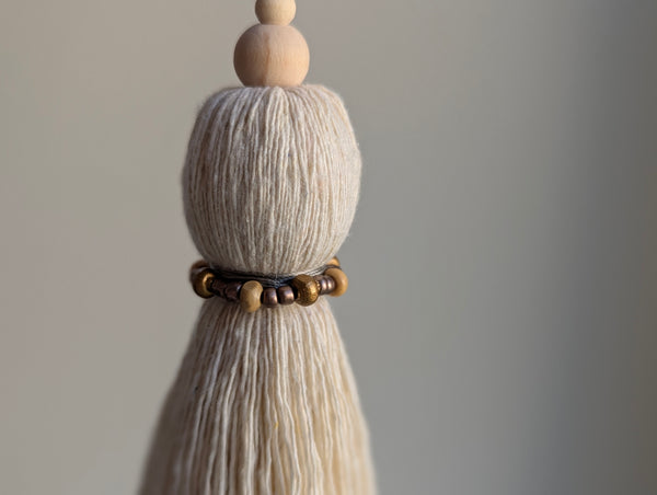 Natural Cotton Tassels with Beads #112
