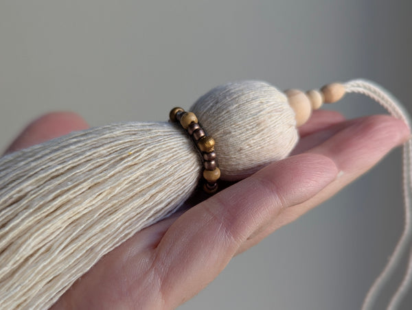 Natural Cotton Tassels with Beads #112