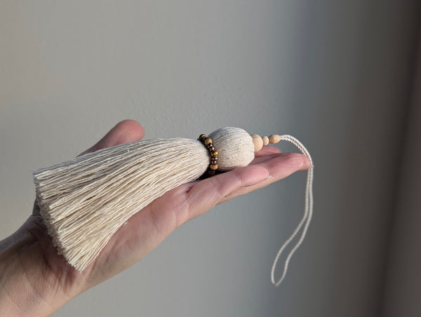 Natural Cotton Tassels with Beads #112