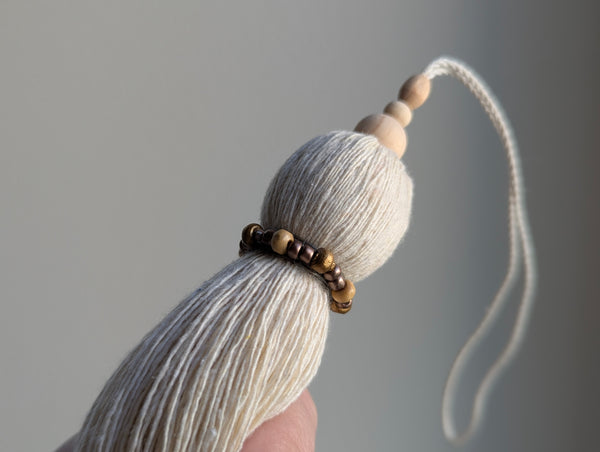 Natural Cotton Tassels with Beads #112