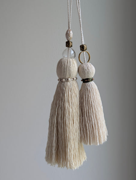 Handmade Door Knob Tassel with Brass, Glass, and Ceramic Beads #192