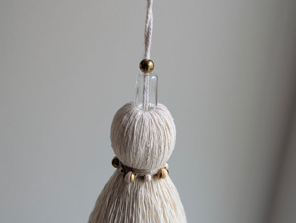 Handmade Large Cotton Door Tassel with Autumn Leaf in Brass #182