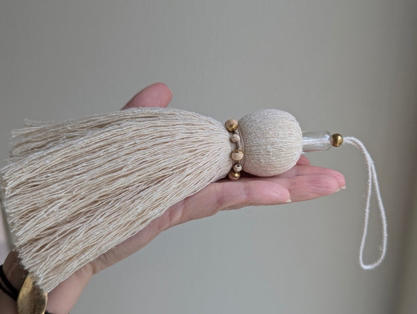 Handmade Large Cotton Door Tassel with Autumn Leaf in Brass #182