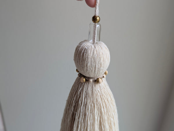 Handmade Large Cotton Door Tassel with Autumn Leaf in Brass #182