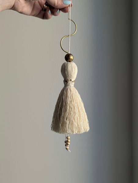 Handmade Large Cotton Tassel with Brass Details #176