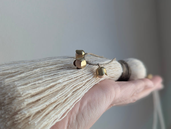 Handmade Cotton Tassel Door Knob Hanger with Brass and Wooden Accents #172
