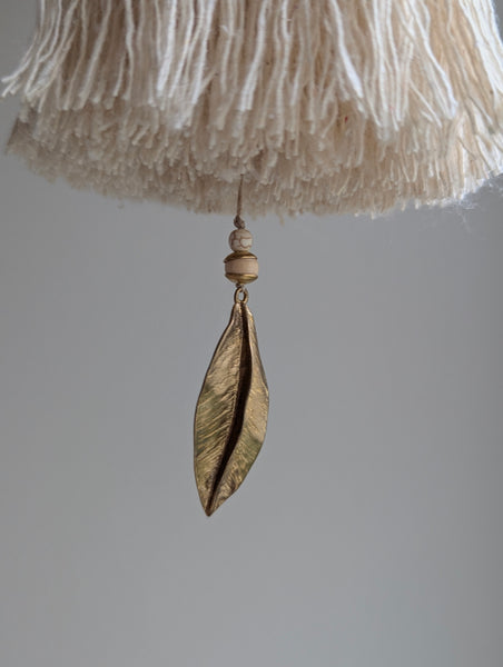 Handmade Large Cotton Door Tassel with Autumn Leaf in Brass #182