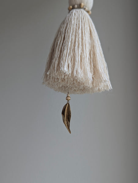 Handmade Large Cotton Door Tassel with Autumn Leaf in Brass #182