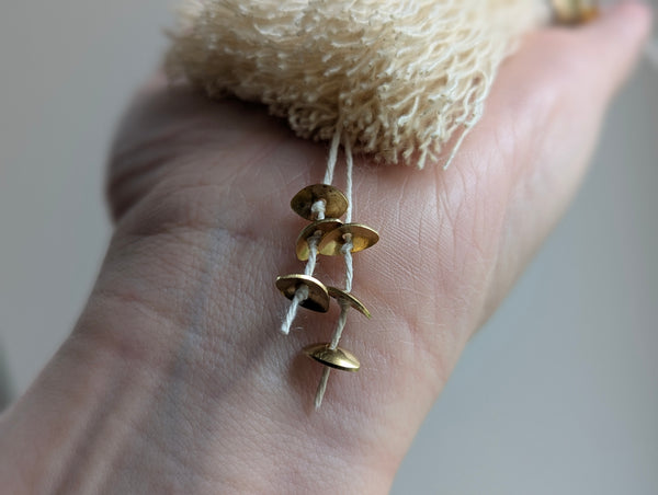 Handmade Small Cotton Tassel with Amber Glass Bead and #166 Gold
