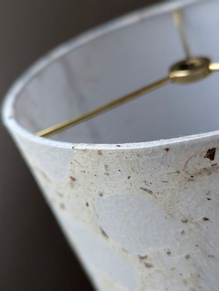 modern pebbled paper lampshade with textured paper in white and cream colorway