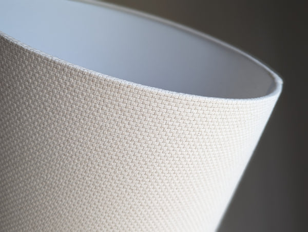natural crosshatch fabric lamp shade in cream colorway with euro fitter hardware